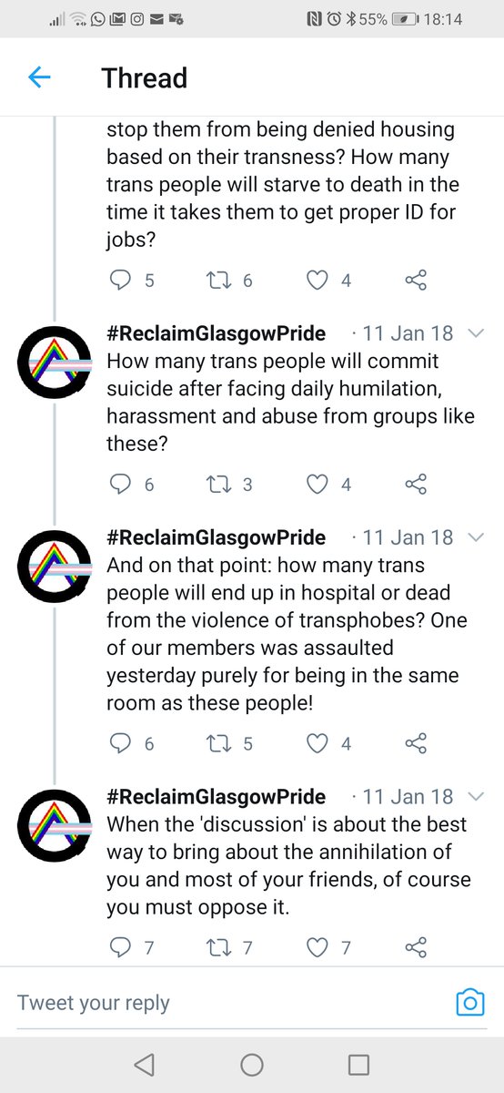 She wrote an account of the “we need to talk meeting” she attended in Jan 2018 in Glasgow, asking Mr Harvie if he would support the right of women to meet & speak and drew attention to the tactics of the group Reclaim Glasgow Pride who attacked the event.