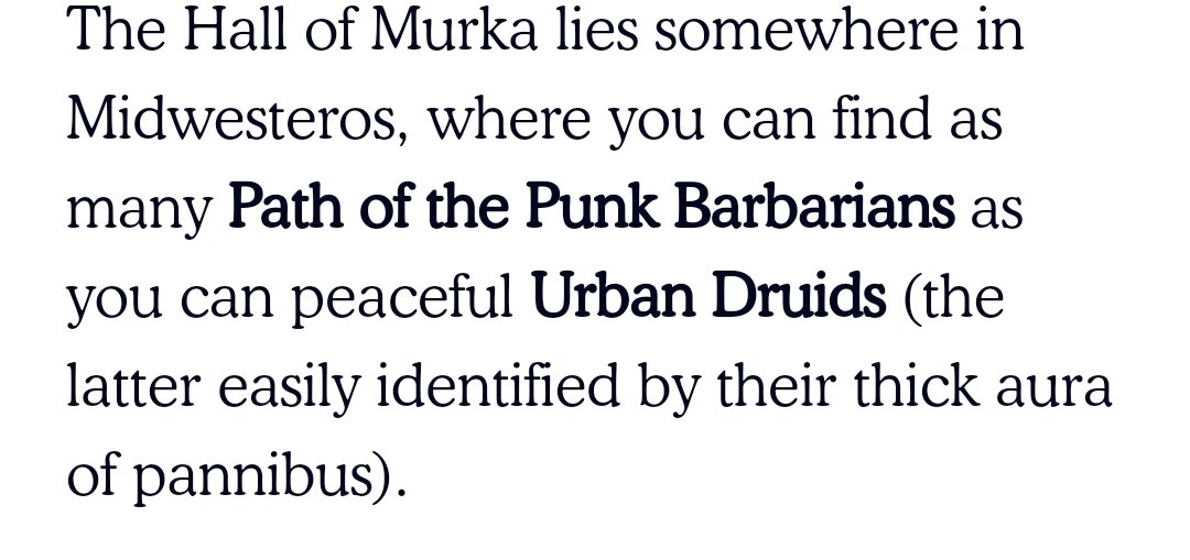 I...I don't need to explain why the "Urban Druid" (and WHAT a loaded name) being constantly surrounded by a weed cloud is bad right? Like...that's BAD.