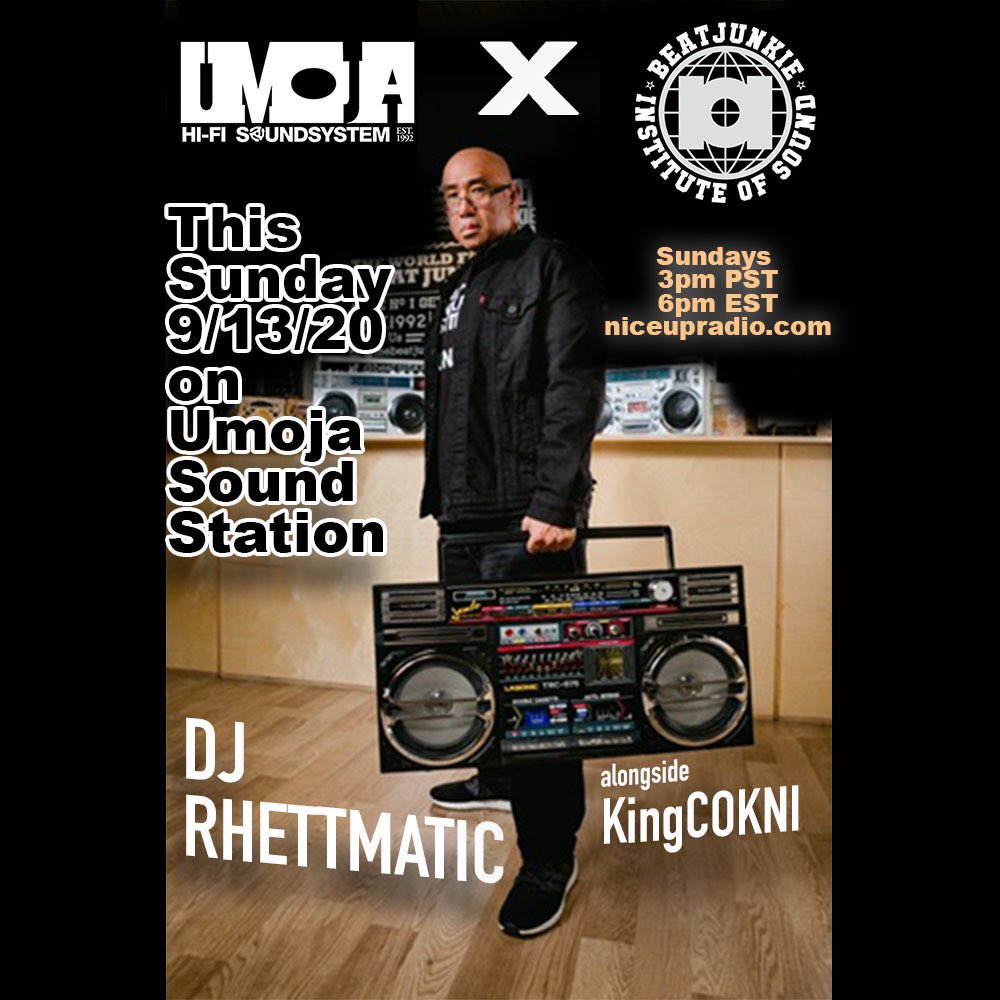DJTomasSF's tweet photo. THIS SUN 9/13 ! Beyond stoked to feature @BEATJUNKIES @rhettmatic ‘s guest mix on Umoja Soundstation on @NiceUpRadio 3-5pm PST alongside the don @KingCOKNI #reggaematic #dancehall #bigriddims https://t.co/Gv1ZKoikDv