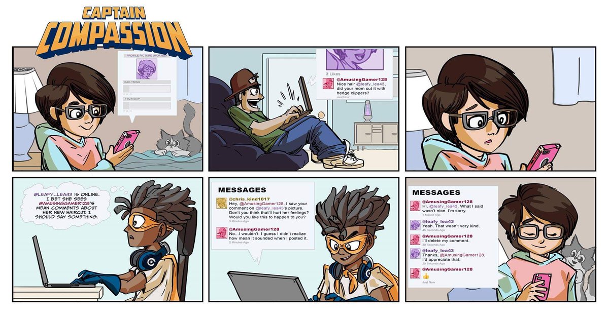 cfchildren's tweet photo. Bystanders can refuse #cyberbullying too! See how Kid Kinder stands up for a friend. #CaptainCompassion #PreventBullying #BystanderPower https://t.co/ozkUrsUVhW https://t.co/JfmfZDwoRH