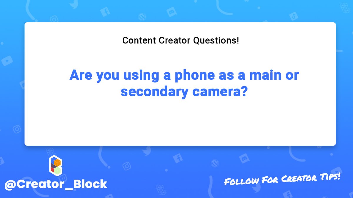 creator_block's tweet image. Are you using a phone as a main or secondary camera?

#smallyoutuber #youtube #youtubers