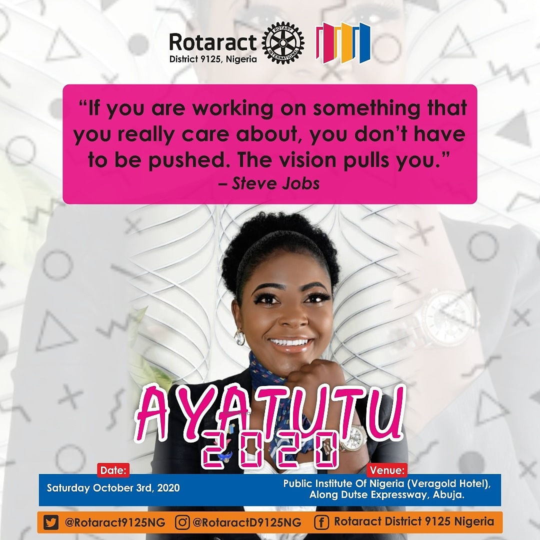 raczone3Osun's tweet photo. Be present at the official Investiture ceremony of Rtr Washima B.C Iornder (PHF) as the District Rotaract Representative of D9125

⚡Venue: Public Institute Of Nigeria (Veragold Hotel), along Dutse Expressway, Abuja

👉🏾📅Date: 3rd of October, 2020.

👉🏾⏰Time: 9:00am https://t.co/ELDqPjk6Bm