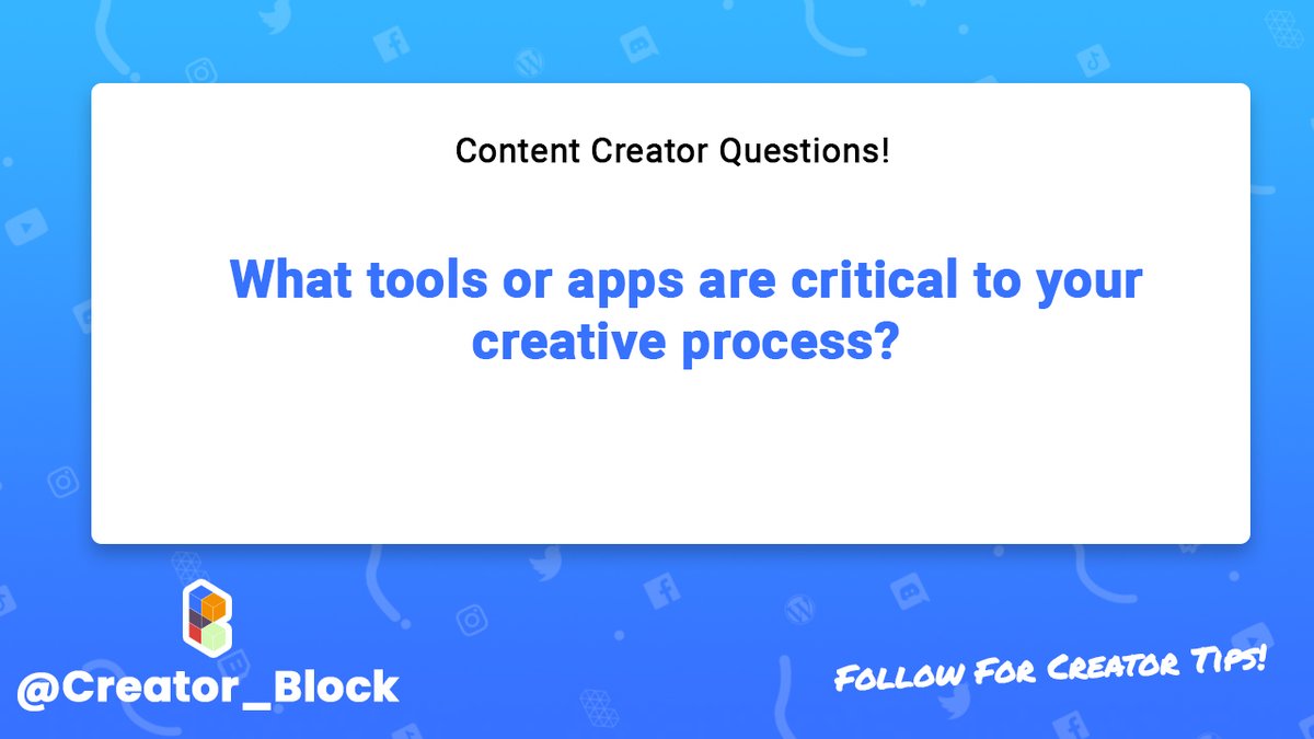creator_block's tweet image. What tools or apps are critical to your creative process?

#youtuber #twitch #youtube #contentcreator