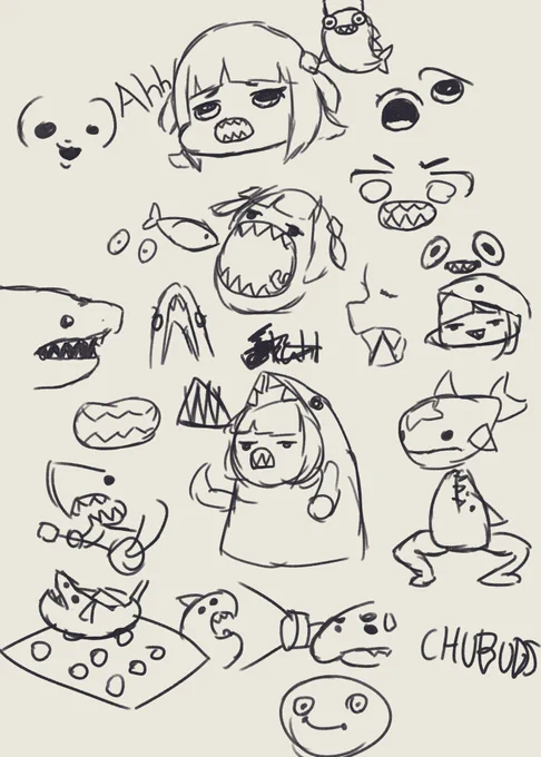 #Gawrt None serious sketches of Sharks and Gawr and Bloop and a

a 