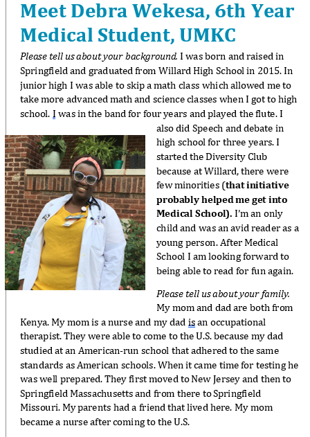 willardschools's tweet photo. Congratulations to Debra Wekesa, a 2015 Willard Tiger Alum, who was spotted in the news! Debra was featured as the Springfield NAACP spotlight in their August 2020 newsletter. Take a look! https://t.co/GmwwJ2KVhF
