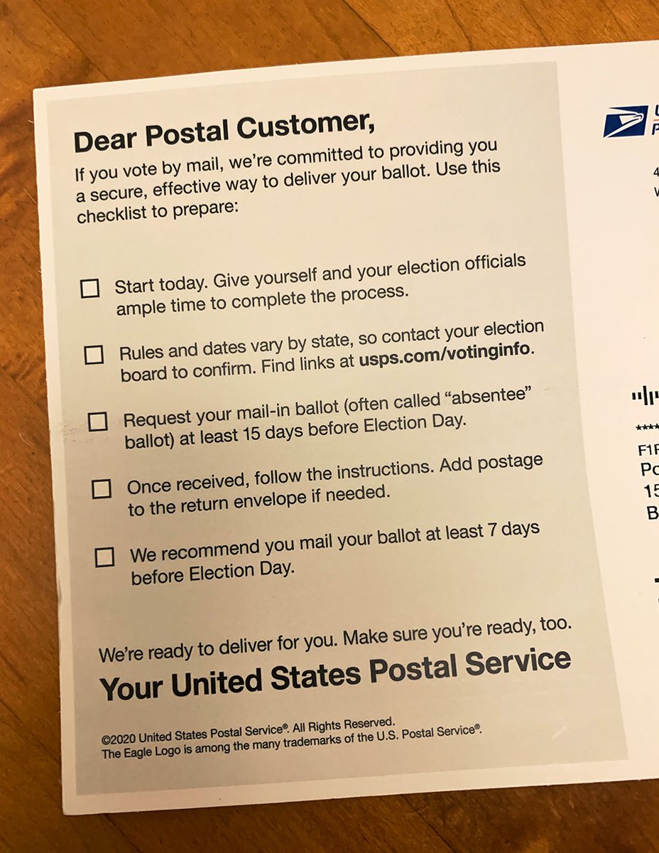 hoepner's tweet photo. Useful November voting information from the USPS. Please help share and distribute—especially in areas where there are likely to be problems. https://t.co/80rEGsNXrk #Vote #SaveOurDemocracy https://t.co/PvG4qcnvNe