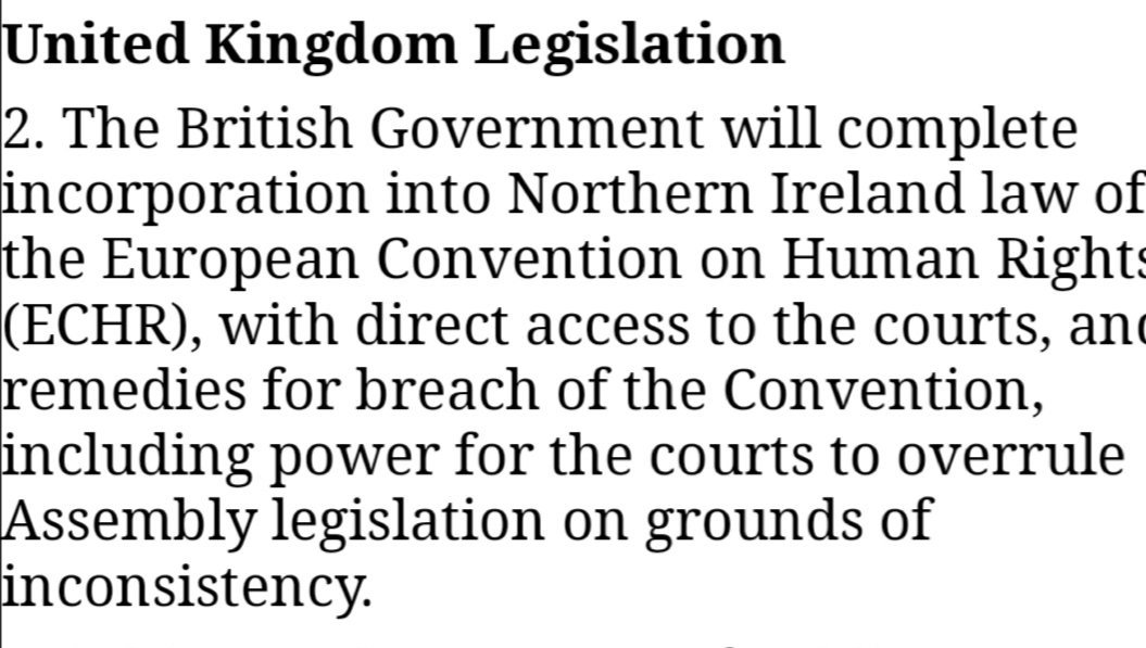 EmmaCDeSouza's tweet photo. Tomorrow's papers are reporting that the Human Rights act is next. Any attempt to undermine or change adherence to the European Convention on Human Rights would go against the UKs commitments to the Good Friday Agreement. The ECHR underpins the GFA. https://t.co/Uvk3AeMRK1
