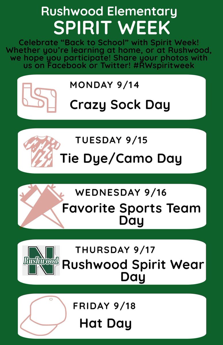 Celebrate Back to School with us, and look for a PTA information packet to come home next week!
#RWspiritweek
#RushwoodRocks
