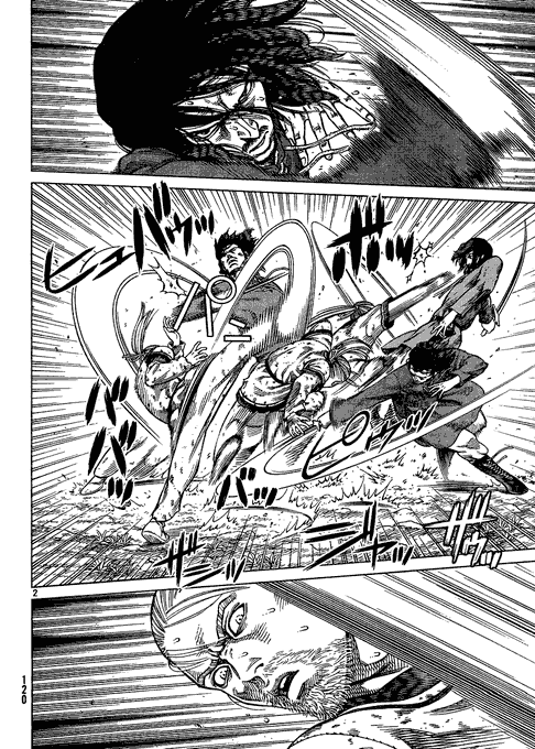 Third point : his original use of afterimages.Afterimages are mainly used three ways in manga. For the classic doppelganger trick; to show a quick counter/dodge or together with the opponent afterimages.In the last case it can describe either an even situation or a dominance.