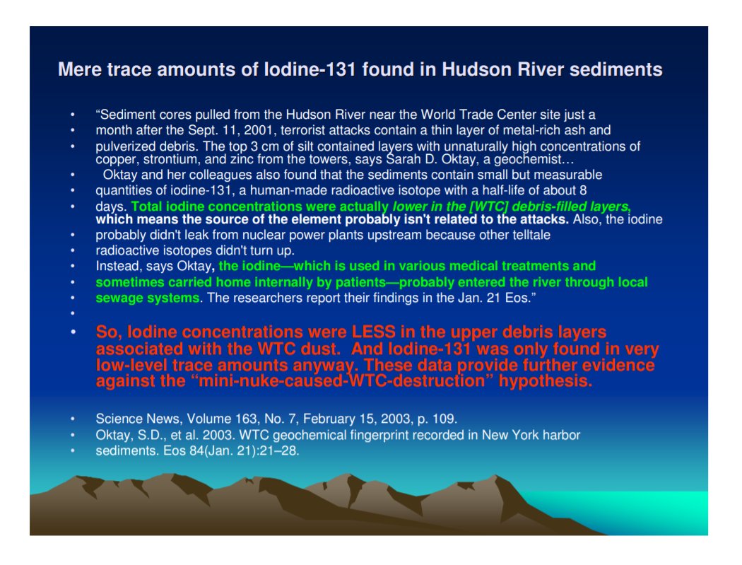 Jones attached to his email a link to a copy of his results "Answer to Objections and Questions" (July 18, 2006), originally posted on BYU Physics website but since removed & reposted at Journal of 9/11 Studies website37/ http://www.journalof911studies.com/articles/JonesAnswersQuestionsWorldTradeCenter.pdf