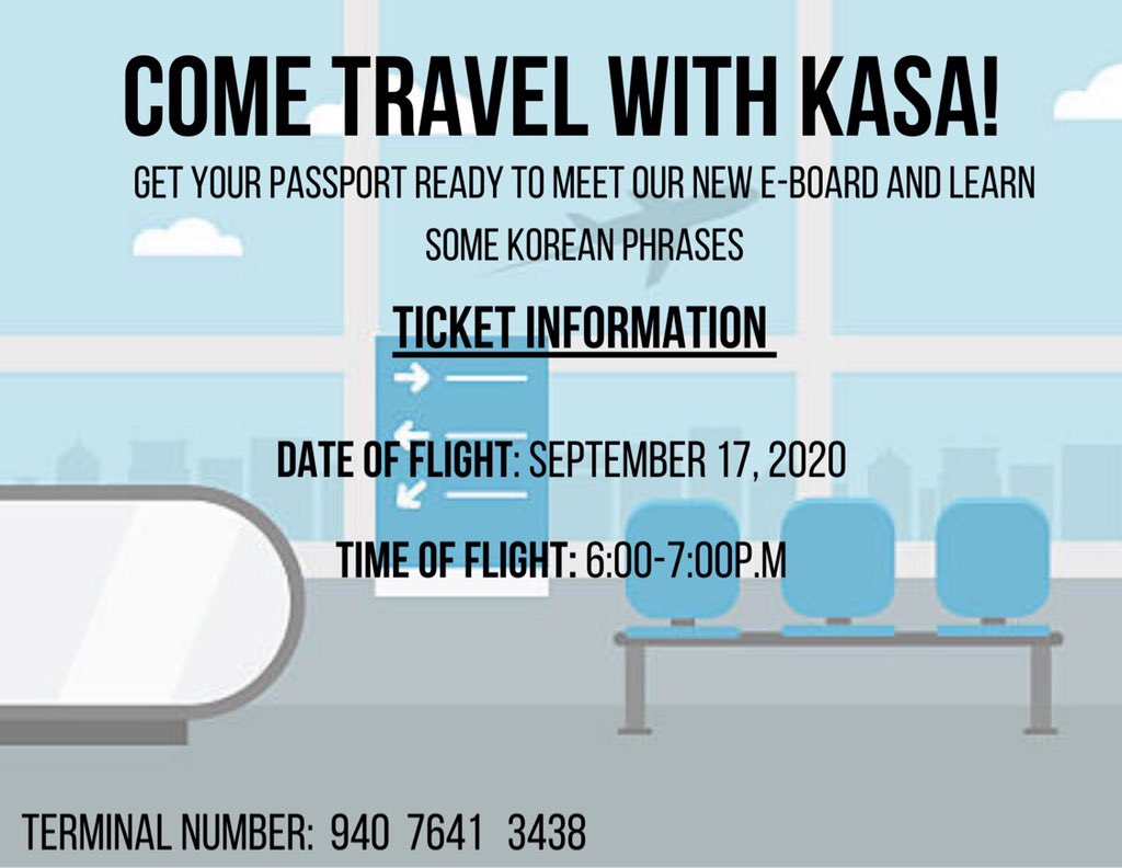 Pack your bags and get ready to fly with KASA. 🛫 We will be teaching you some necessary travel phrases and having fun! 🗺 
We hope to see you there and thank you for choosing KASA airlines. 🛩