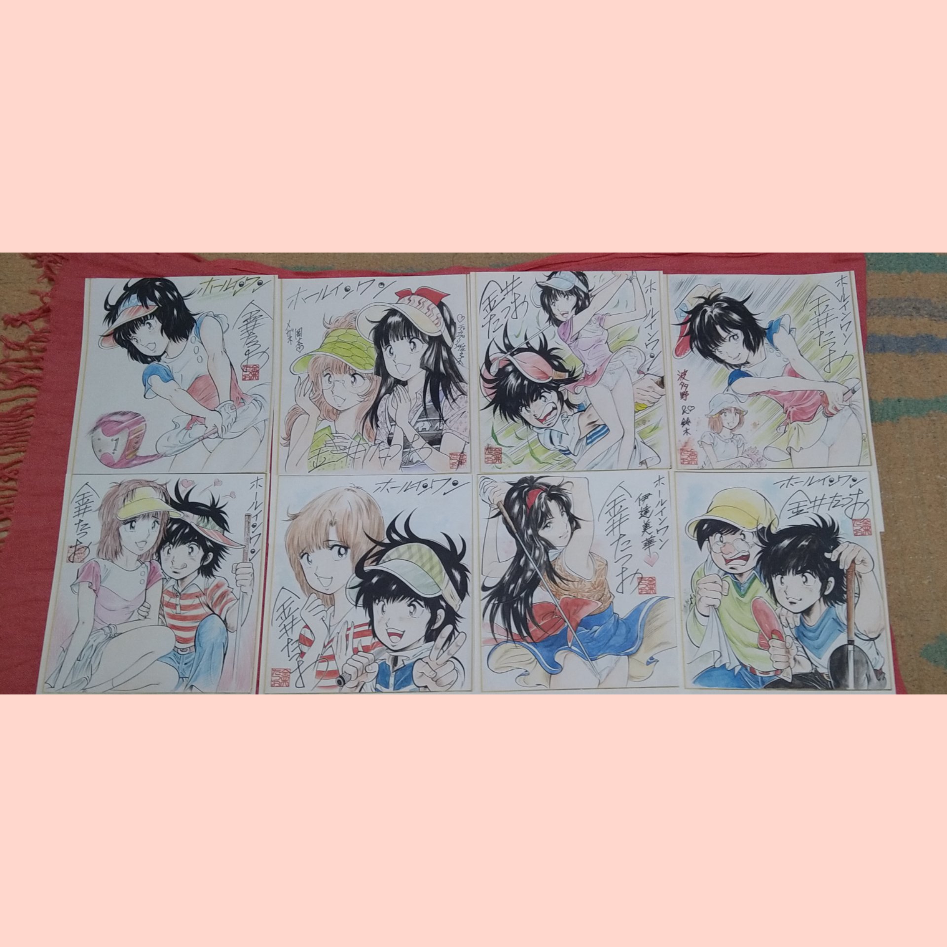 金井たつお 直筆イラスト 色紙 サイン ホールインワン