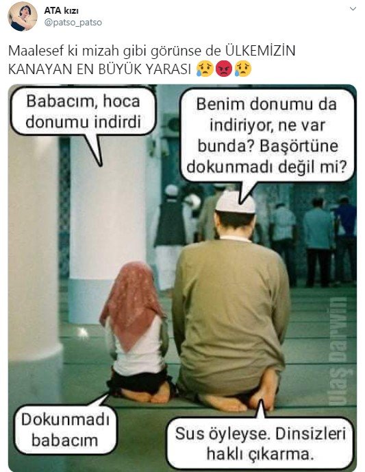 Bu ahlaksızın cezasını çekmesi için taga destek olun arkadaşlar.. 
Hadlerini bilsinler artık..! 
Bu nedir yaa? 
Resmen mütedeyyin insanların itibarlarını zedeleme çabası.. 
Toplumu kin ve nefrete sürükleyen ve ayrıştıran bu Atatürk maskesi takan
#mehtapbalabantutuklansın ..!
