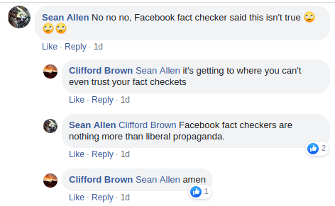 Facebook has done no favors with their shoddy approach to fact-checking ( https://www.thedailybeast.com/facebook-brings-in-rightwing-news-site-the-daily-caller-to-factcheck-articles), but it is also true that there is no standard of proof sufficient to dissuade the far-right from their resentful conspiracist beliefs.  https://twitter.com/RoseCityAntifa/status/1304918247473467392