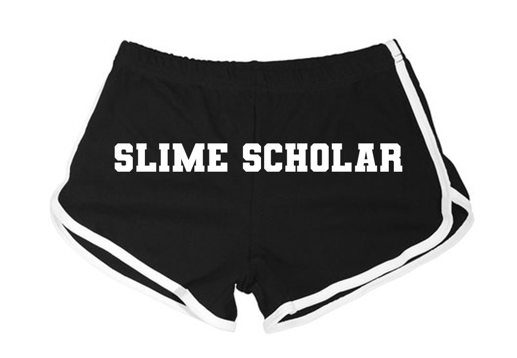 booty shorts except with the names of bloodborne enemies printed on the back