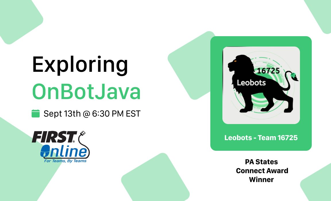 almondrobotics's tweet image. Exploring OnBotJava Workshop will be hosted tomorrow at 6:30 EST /3:30 PST! Sign Up Now with linktr.ee/firstonline