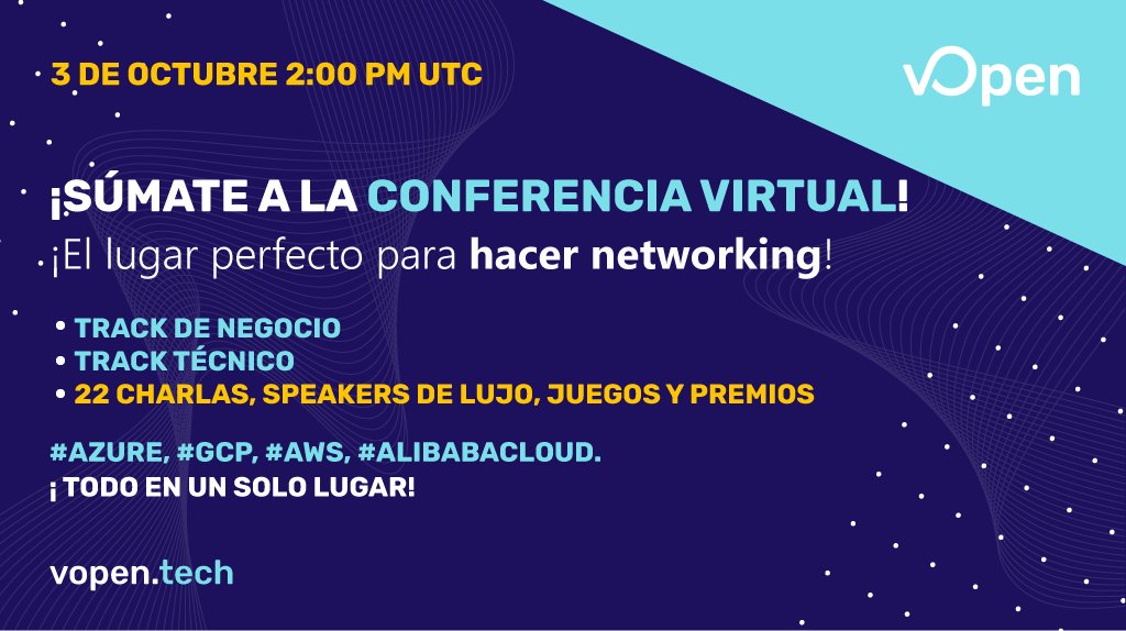 Están listos para el evento de tecnología más grandioso del mundo? 

Nos esperan múltiples sorteos, premios y lo mejor!! Es un evento gratuito que reúne a los speakers de lujo del mundo entero.

Te lo vas a perder? 

#vopentech #azure #gcp #aws #alibabacloud #it #tecnologia