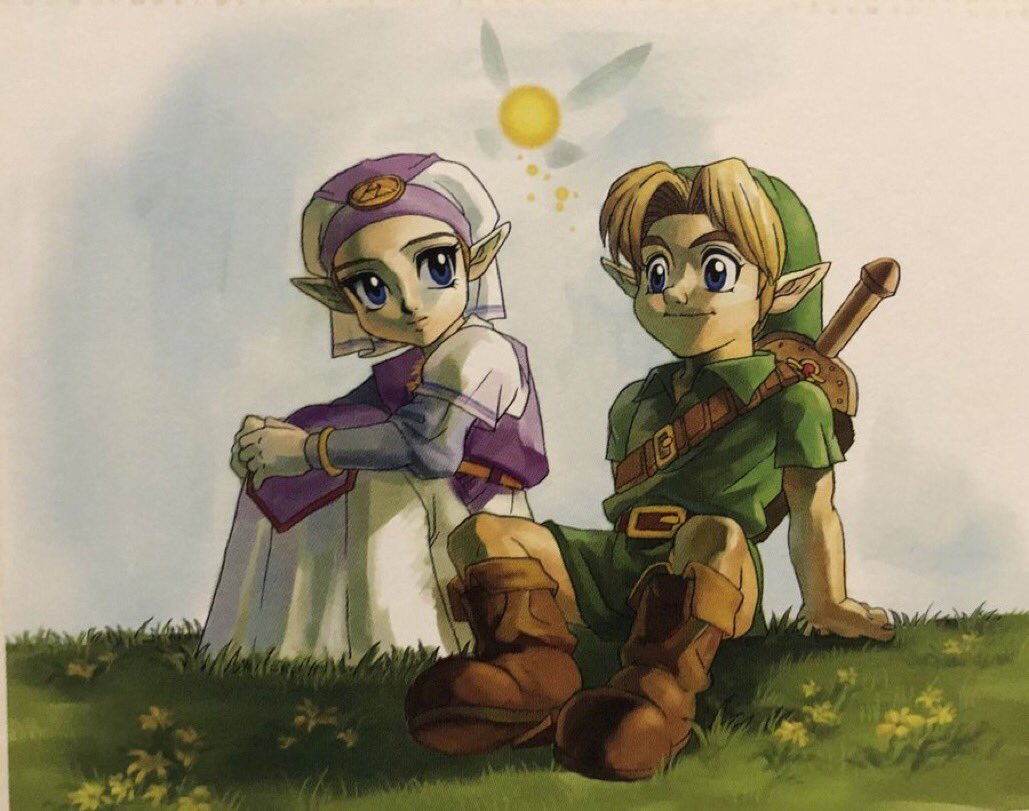 ____Zelda____'s tweet photo. Official Nintendo artwork 🖼 of Link &amp; Me from when we were kids
#ZeldaWeeks #OcarinaOfTime https://t.co/rRlEtLC9Ir