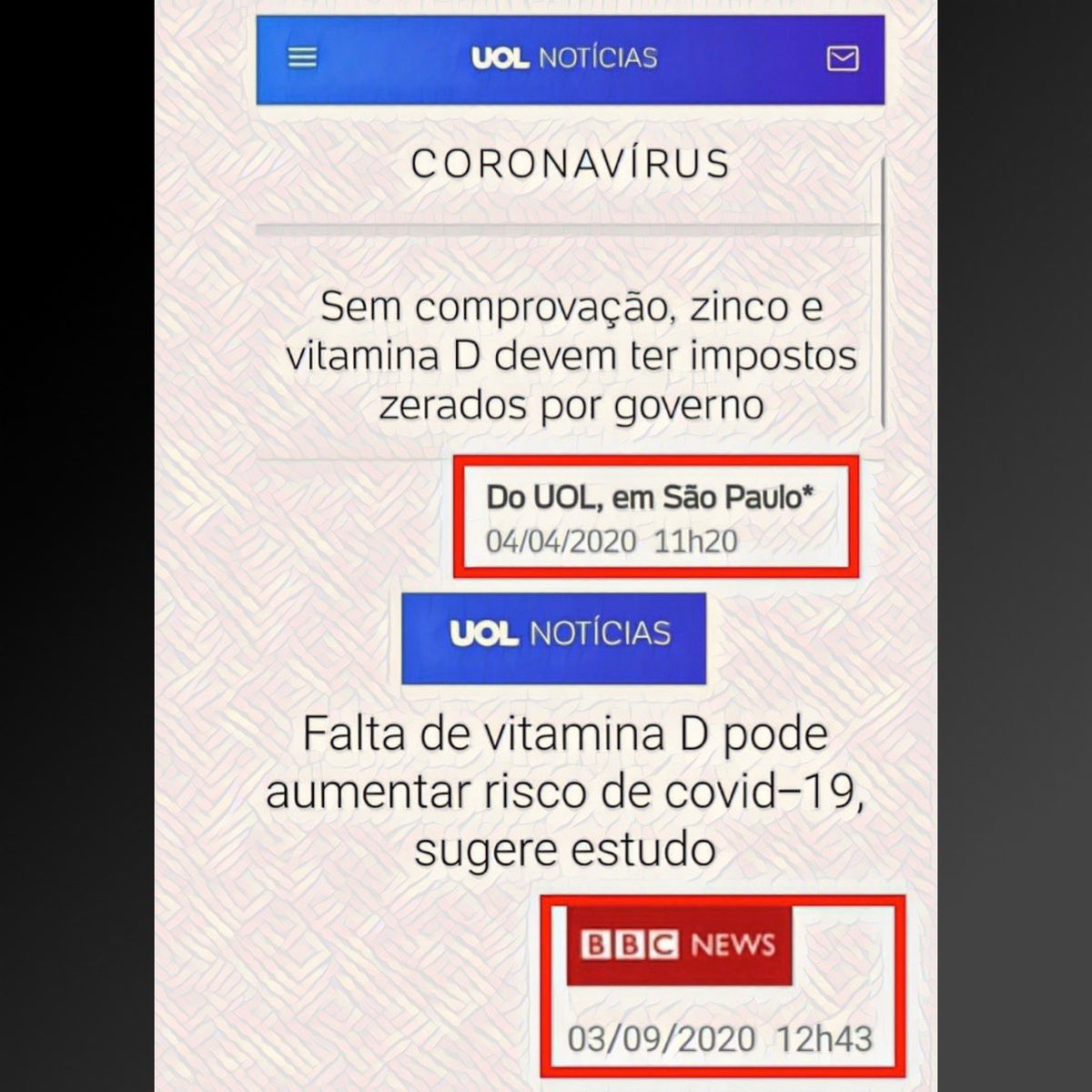 - Cinco meses depois de zerarmos o imposto da vitamina D a imprensa, agora sem me citar, reconhece sua eficácia para na prevenção a Covid-19.