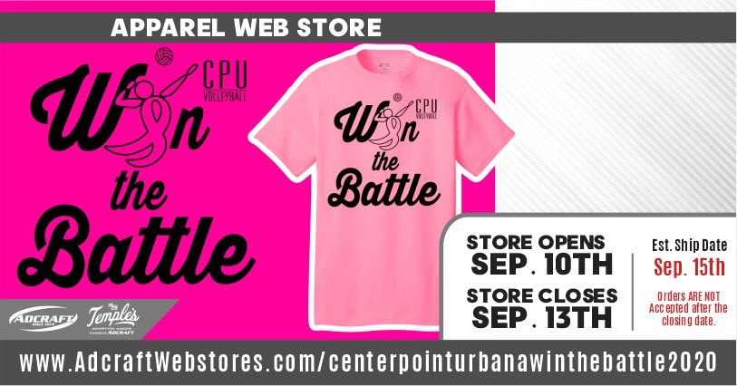 Less than 18 hours left to get your Pink Out shirts! Shirts are shipped directly to you. Store closes at midnight tomorrow. Site link: adcraftwebstores.com/centerpointurb… <a href="/CPUActivities/">CPU Activities</a> <a href="/CPUSchools/">CPU Schools</a>