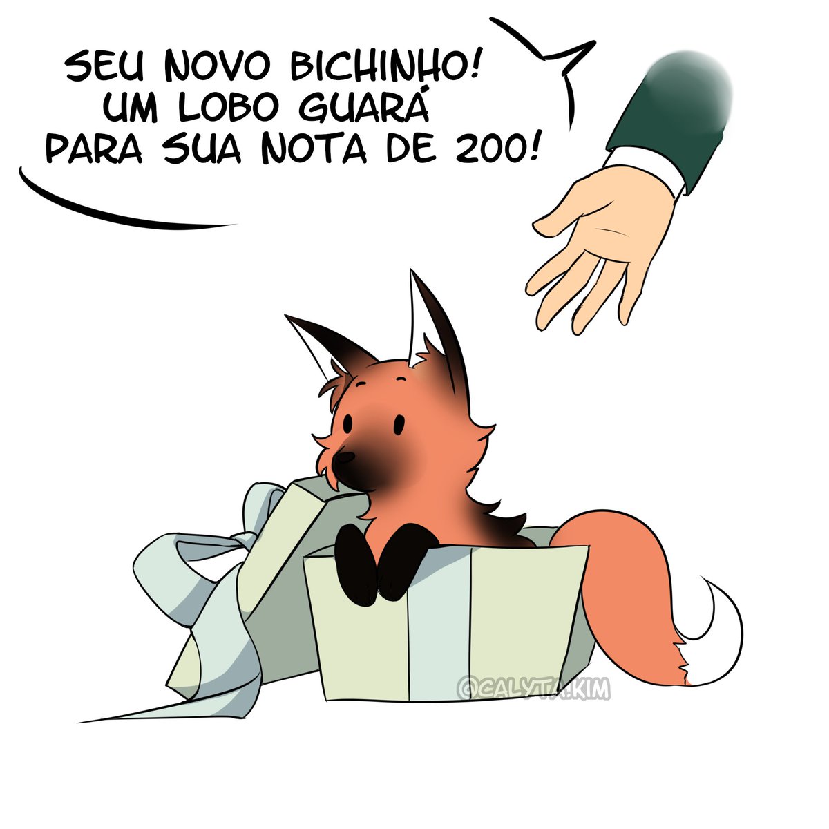 CalytaKim's tweet photo. Eu não quero deixar a Real Chan morrer pela minha falta de tempo 
Então tomem ela recebendo seu novo amiguinho, lobinho guará 💕

#notade200 #200reais https://t.co/aAiinHzH4i