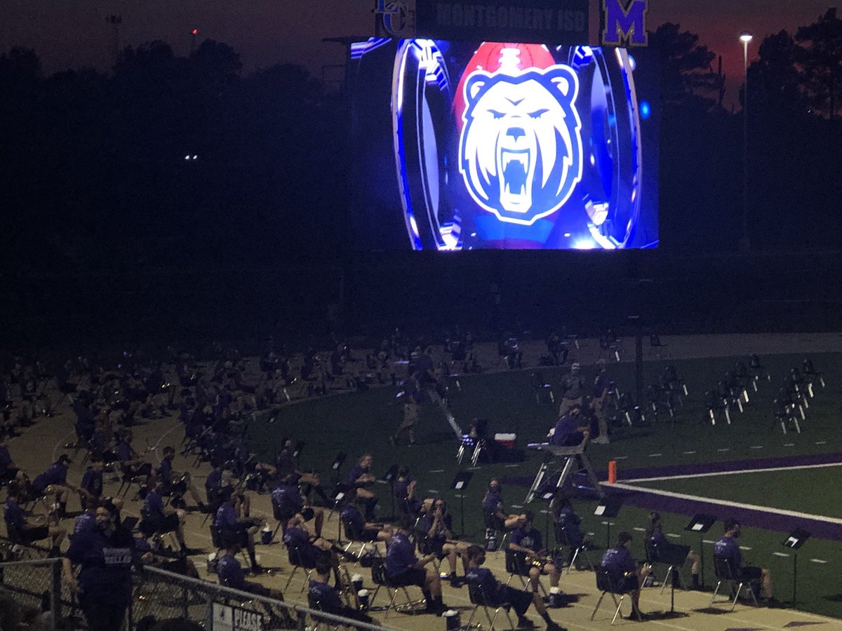 Meet The Bears 2020 🐻 100% School Spirit and Social Distance! 💜💛 ⁦<a href="/M_H_S_Band/">Montgomery High School Band</a>⁩