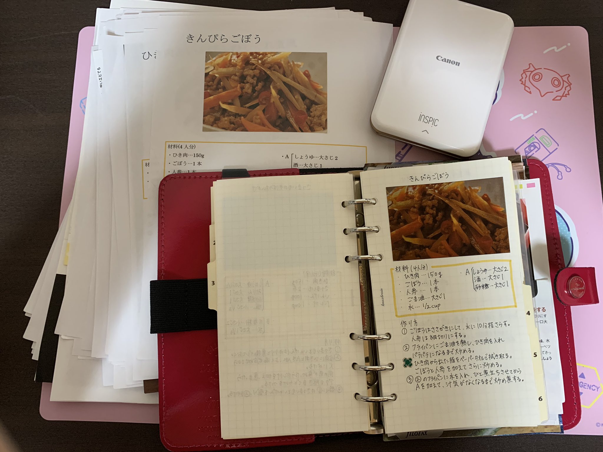Mii Don T Lose Yourself 今迄無印良品のb5バインダーにファイリングしてたレシピを Filofaxのシステム手帳に移しました 写真はinspicがピッタリ でした まだなレシピは穴あけパンチしてファイルしました レシピ帳