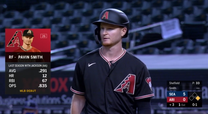 19,869th player in MLB history: Pavin Smith- good in '16 Cape Cod League- 1st round pick in '17 out of UVA (10th '17 1st rounder to debut in '20)- limited power but great strike-zone judgment- 5th-highest wRC+ in Southern League in '19- drafted as 1B, now plays some LF/RF