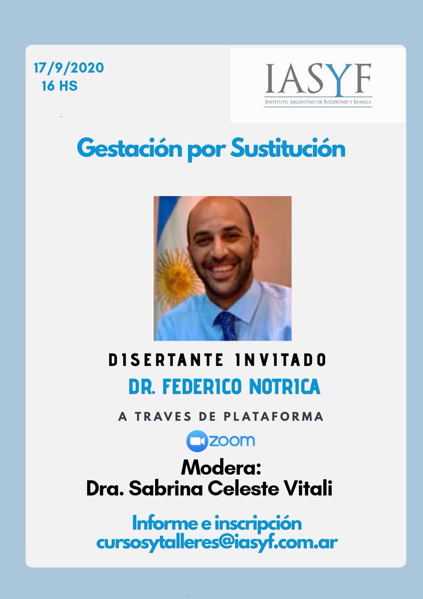 iasyf's tweet photo. @iasyf #LaNochedeML
Gestación por sustitución
Dr. Federico Notrica
Actividad no Arancelada https://t.co/JQzuNhQajw