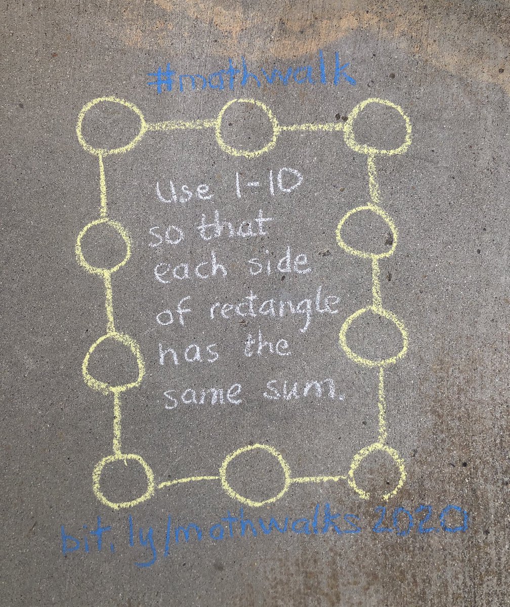 Magic rectangle is today’s #mathwalk Forgot to add there are 3 different solutions. #sidewalkmath #publicmath #iteachmath #MTBoS
