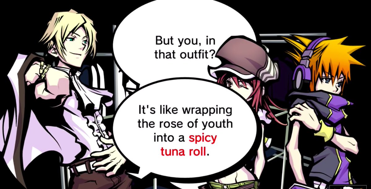  #cicadaTWEWY A SPICY TUNA ROLLDFDGJFDKGFHJ i am going to be calling neku a spicy tuna roll for the rest of forever