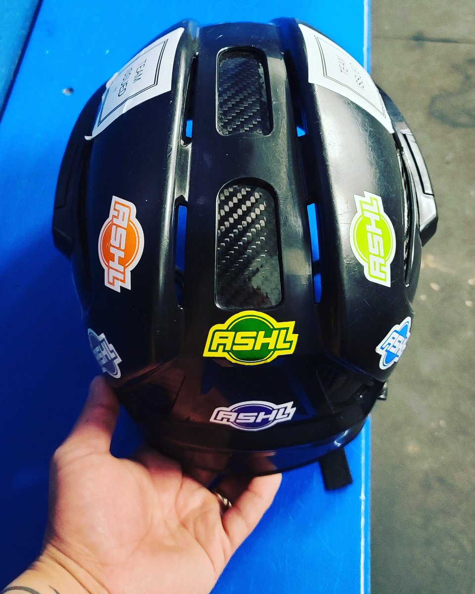 guppahuak's tweet photo. My sticker collection. My 6th season with the ASHL. #ASHL #teamissued https://t.co/mMrfplebzt