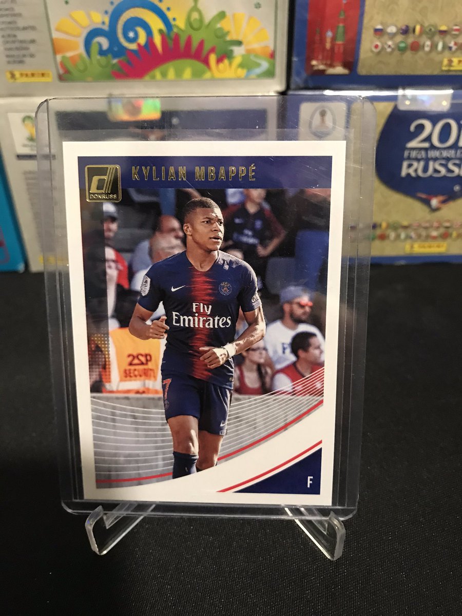 HoopsCollectr's tweet photo. Big time Mbappe Donruss for PSG... probably as low as it’s ever going to be moving forward: $25

#HCSSS @HobbyConnector @Hobby_Connect https://t.co/2xGrJTYbtL