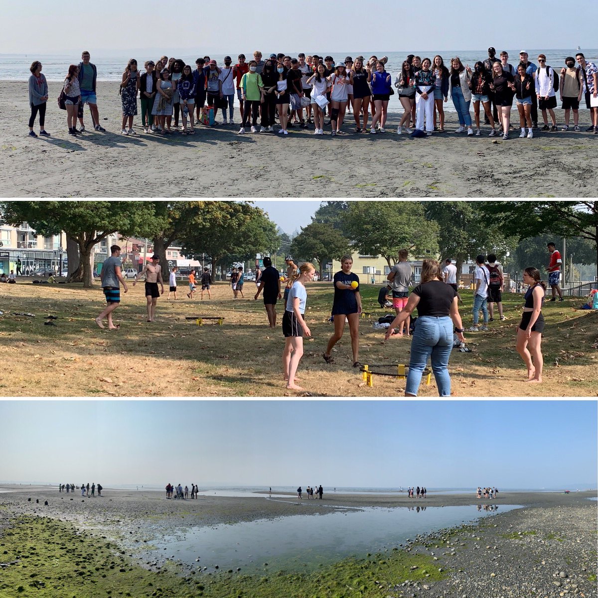 SurreyChristian's tweet photo. This year will be filled with adjusted traditions, events, and celebrations. Our Grade 12s spent the day at Semiahmoo Park/Beach in White Rock, bonding and setting a positive fun tone for the upcoming grad year! #scsgrad21 https://t.co/ZahbrSOjAN