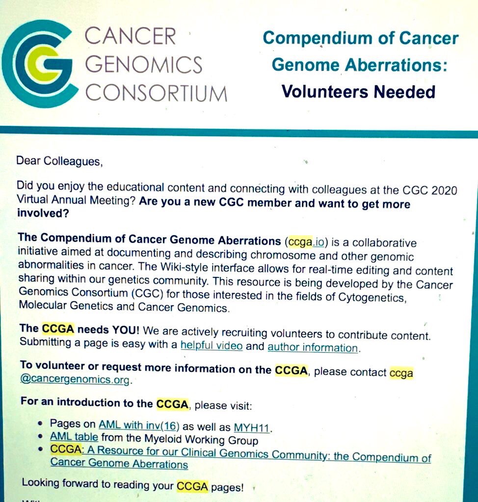 Call To Action📣Motivated Volunteers needed for the Compendium of Cancer Genome Aberrations pages @CG_Consortium. No experience needed! We learn together!👌I am working on B-ALL and we need you💯It is fun so please join us 🥳🤓 #CancerGenomics #teamwork #hematologicmalignancies