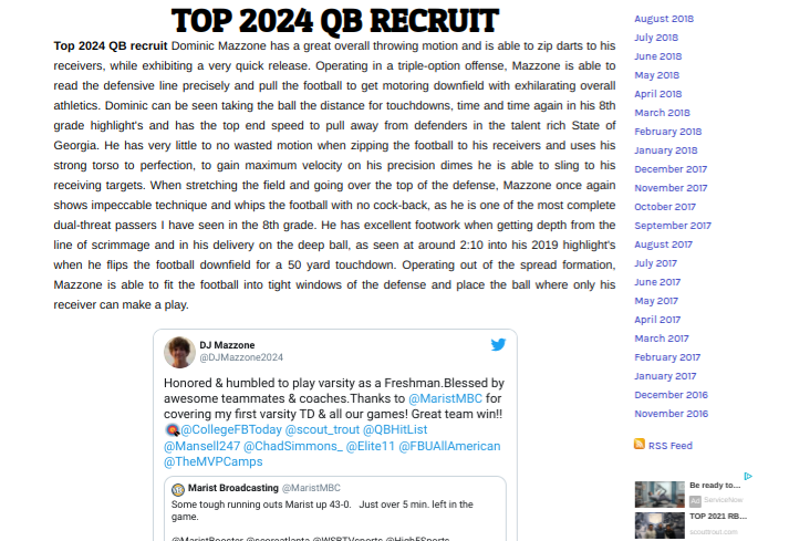 scout_trout's tweet photo. TOP 2024 DUAL-THREAT QB RECRUIT 6'1,155 DOMINIC MAZZONE MARIST HS (GA) ELITE SCOUTING REPORT
https://t.co/G0NTnnFF0F
#ScoutLive #georgiantakeover #Classof2024 #QB1 https://t.co/2IPKcXxFy3