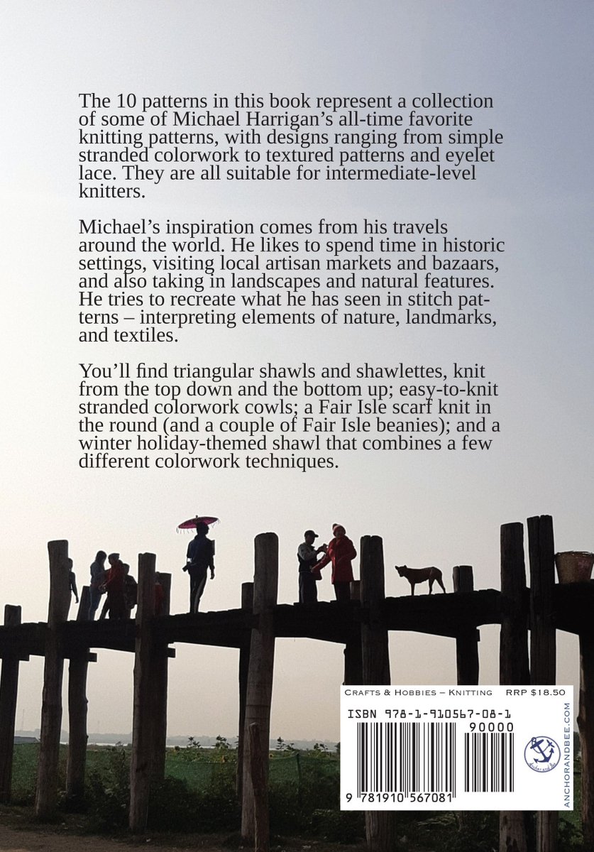 melcontent's tweet image. I'm really excited to announce that my first knitting book - Travel-inspired Knits: 10 Original Patterns for Hand Knit Accessories - will be published on September 15, 2020 by Anchor and Bee (Ireland). More details on Tuesday: here are photos of the front and back cover for now.