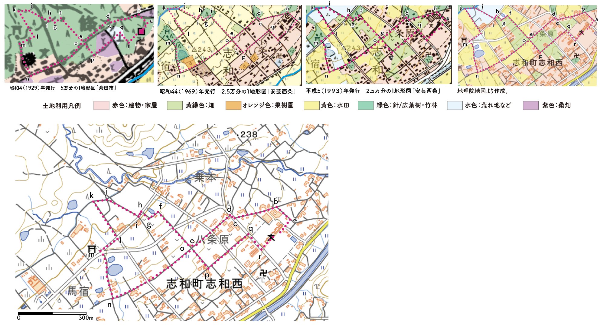 Kumakuma 地形図からわかること その1 国土地理院が刊行 戦前は陸軍が刊行 日本全体の昔の土地利用とその変化が記録されています 色を塗ることで 当時の土地利用が理解しやすくなる 時代の異なる過去の土地利用を比較することで その地域の