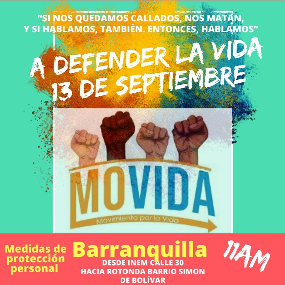 JNeiraN's tweet photo. Barranquilla no se quedará en casa hoy domingo 13 de septiembre.
Nos encontraremos en la 30 frente al Colegio INEM; Ahí será nuestro punto de partida 11 AM. Por favor llevar elementos de bioseguridad #COVIDー19.
@StefiOrtizA @KevinSizaI @PSICOPOLITICO19 @Gojan474 @adrianamontero7 https://t.co/2IYmTzDien