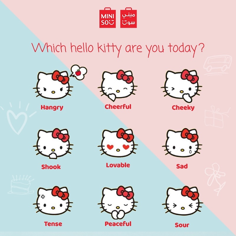 miniso_uae's tweet photo. Which hello kitty are you today? Write us in comment below. 😎
#miniso #minisouae #hellokitty #newseries #newcollection #love #fashion #style #follow #postoftheday #lovelife #loveminiso #mood #smile #moodoftheday #kittymood https://t.co/mwae8CURuv