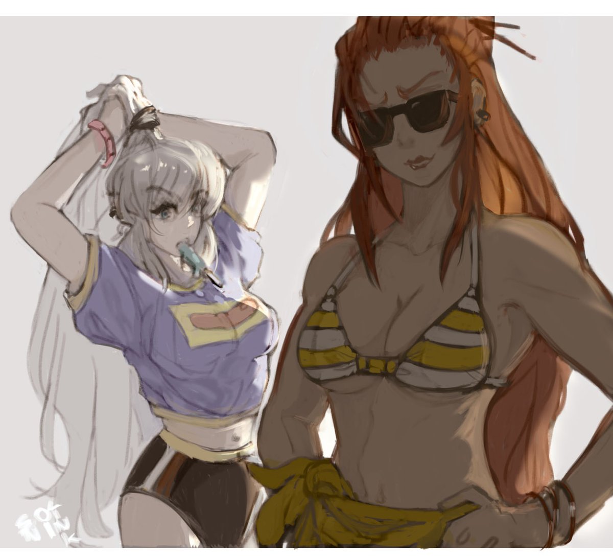 sonilinkart's tweet image. characters of some friends in pso2,Lets practice some females...:3 #digitalart #charactersart #colordraw