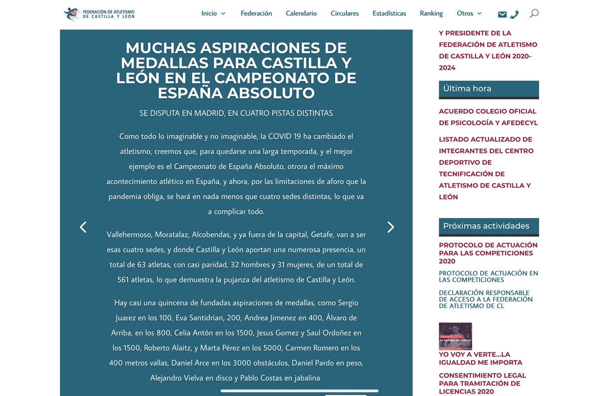 Ponerse de acuerdo muchas veces es cuestión de ética y coherencia, algo q falta a muchos.
Sacando pecho? 63 atletas CyL, de los q tanto alardeáis hoy, 32 están en clubes d fuera de la comunidad, y de los citados con posibilidades, según vosotros, solo 1 <a href="/castillayleon/">Castilla y León</a> <a href="/afedecyl/">Afedecyl</a>