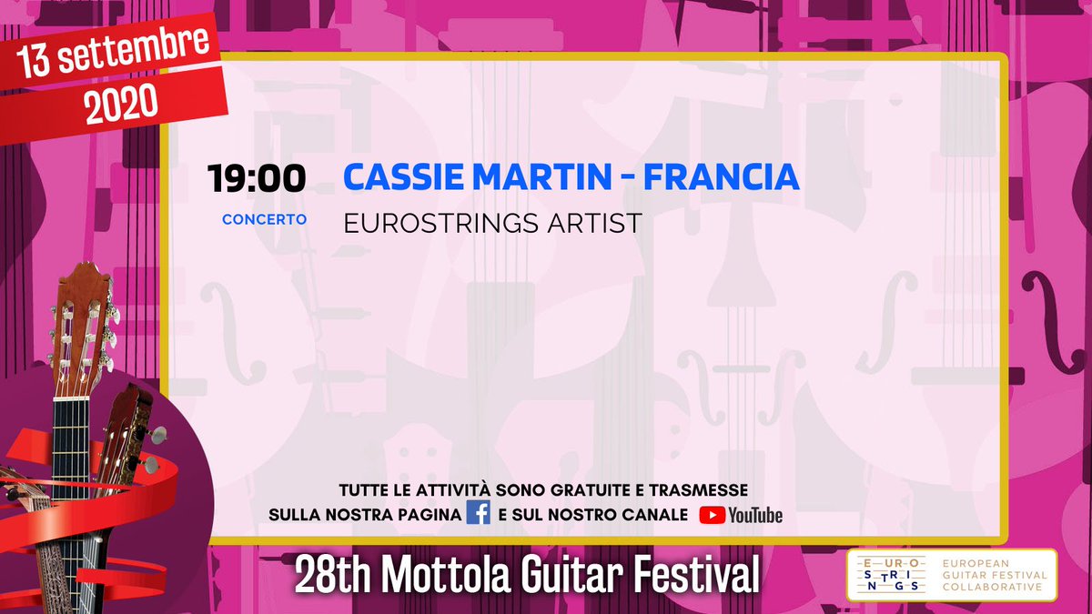 MottolaFestival's tweet photo. Benvenuti alla 9^ e ultima giornata del nostro festival online!
👉 Ancora congratulazioni ad Eleonora Perretta (Italia), vincitrice del "26° Concorso Internazionale di Esecuzione Musicale per Chitarra | Città di Mottola" e nuova EuroStrings Artist!
Stasera⬇️ https://t.co/97Q02ZXLy5