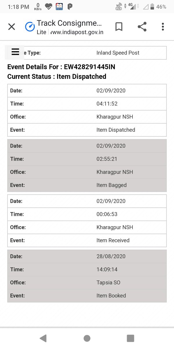 mahata_puspendu's tweet photo. #indianspeedpost
Booking date of Speed Post 28th August,2020. 15 days go but Speed Post can't reach mailing address.
It's urgent parcel please sent it as soon as possible..... https://t.co/RGLlgXjgDI