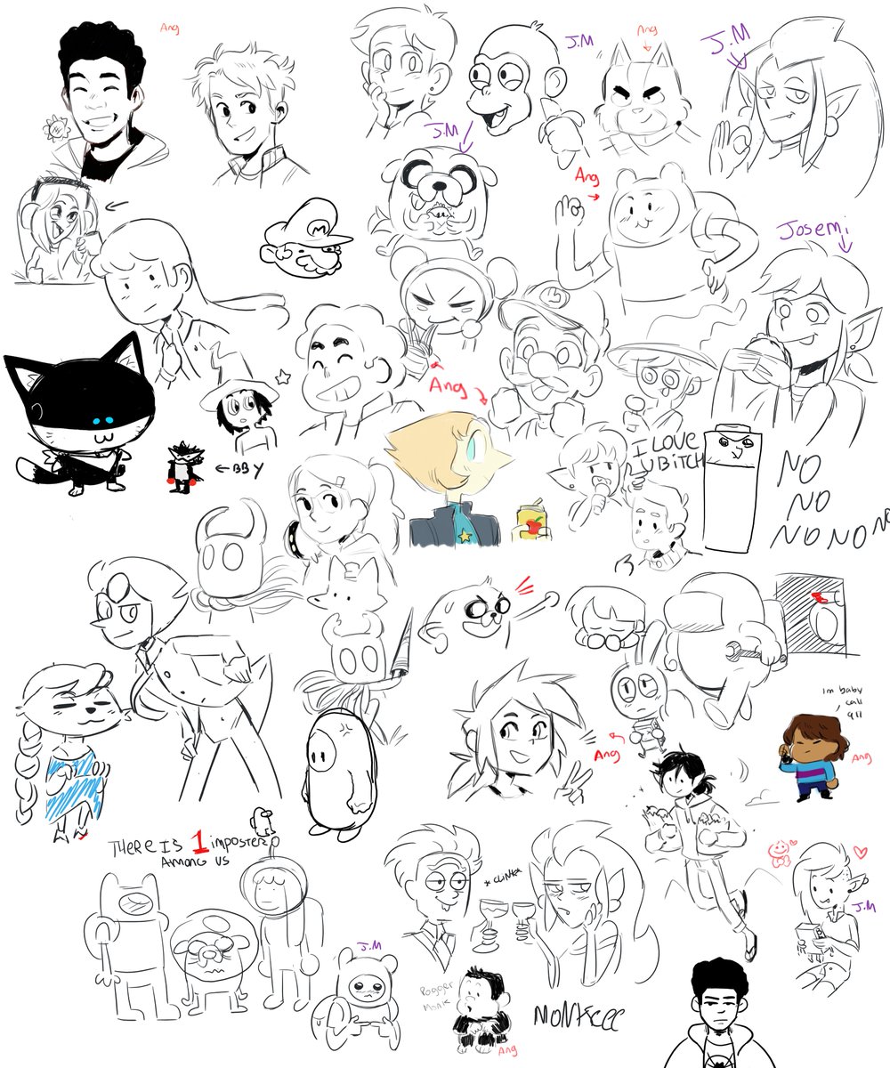 some of the sketches we made today in my special drawpile stream! remember to follow @ango_aleman and @Cheddarart 