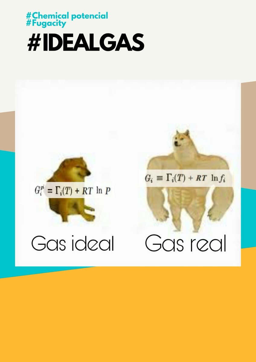 NathaliaVillate's tweet photo. Gracias al anterior teorema fue posible definir el #ChemicalPotential molar
parcial con una ecuación válida sólo para gases ideales, sin embargo luego
fue modificada agregando la definición de #Fugacity, esto hizo posible que se
aplique para cualquier gas. https://t.co/OClYXo2Hkp