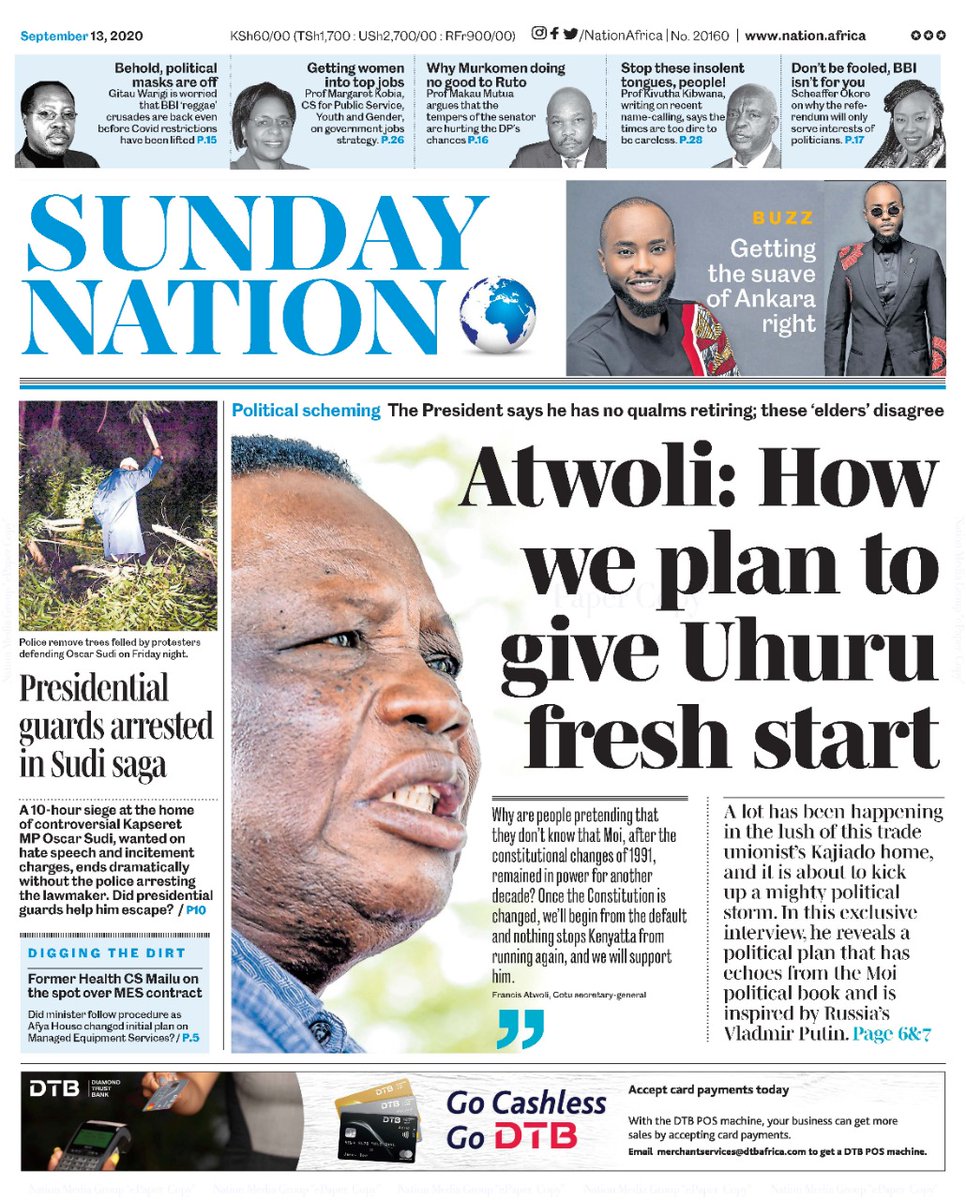 NationAfrica's tweet image. Atwoli: How we plan to give Uhuru fresh start 

Get today’s Sunday Nation epaper at KES 20/- per day. Click safaricom.com/discover/e-new… to access and read today&apos;s newspaper.