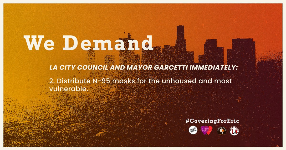 Distributing masks is the very least that LA City Council and  @MayorOfLA can do to protect the health of the most vulnerable Angelenos. Instead, it's up to grassroots mutual aid orgs who are once again  #CoveringForEric.