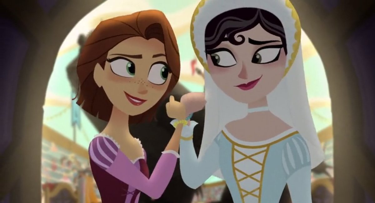 So they were at the same level socially when they first met - unlike Rapunzel with most others, since she was trapped for so long. They grew together.