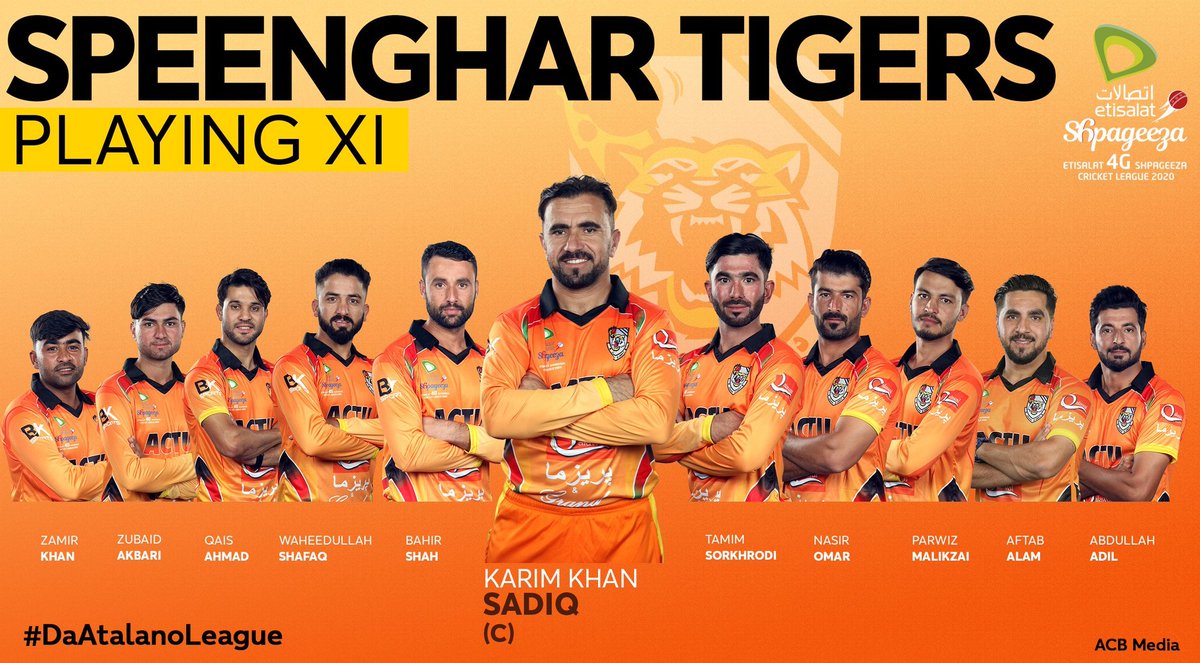 ActuTigers's tweet photo. @ActuTigers PlayingXI for #Match14 against @TheKabulEagles https://t.co/hBvXs3illP